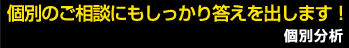 個別のご相談にもしっかり答えを出します! 個別分析 個別のご相談にもしっかり答えを出します! 個別分析